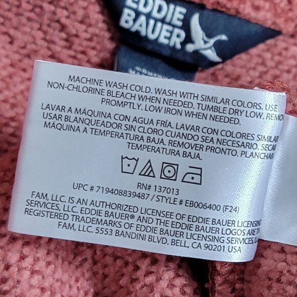 Eddie Bauer Sweater Womens Small Rust 1/4 Button Up Fleece Pullover EB006400 - Picture 13 of 13